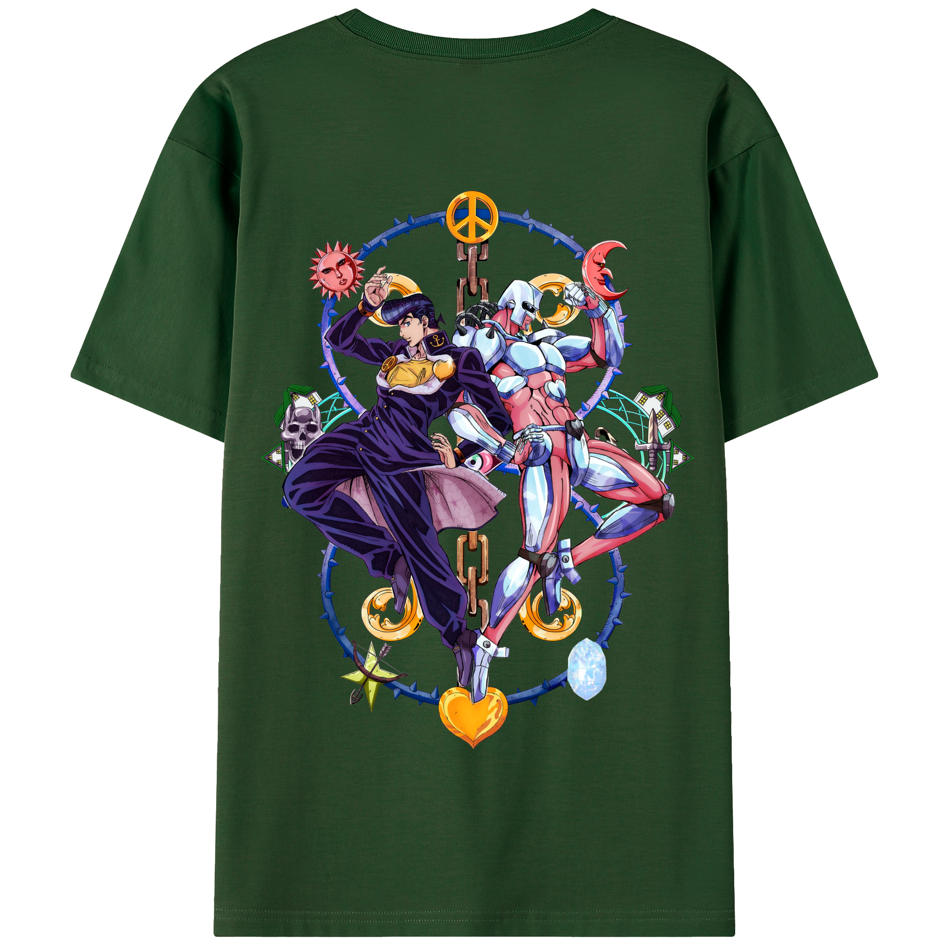 （画像用） ジョジョの奇妙な冒険 ひがしかた じょうすけ JoJo's Bizarre Adventure Higashikata Josuke 綿100％半袖Tシャツ（背面プリント）